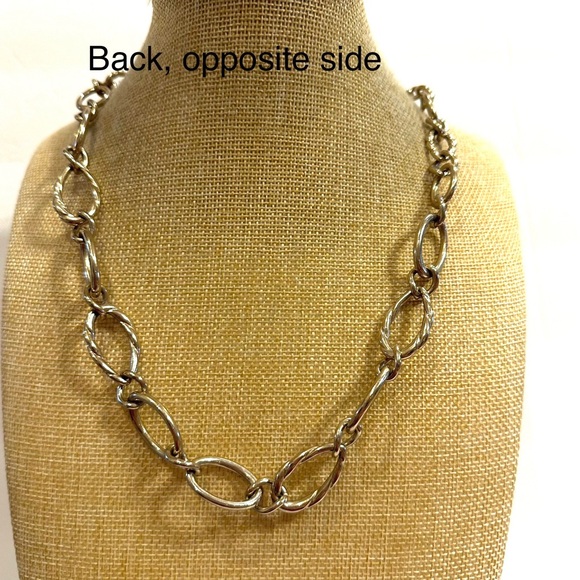 Monet necklace, gold tone open link chain- smooth & textured ( rope) - Picture 7 of 9